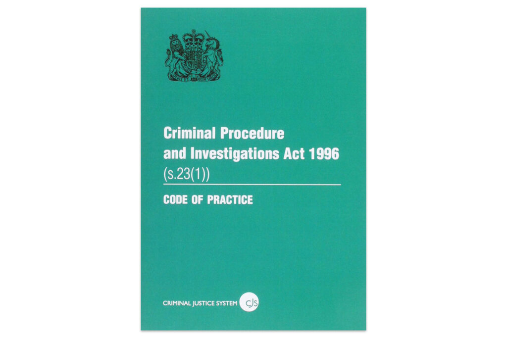 Criminal procedures and investigations act 1996 (CPIA)